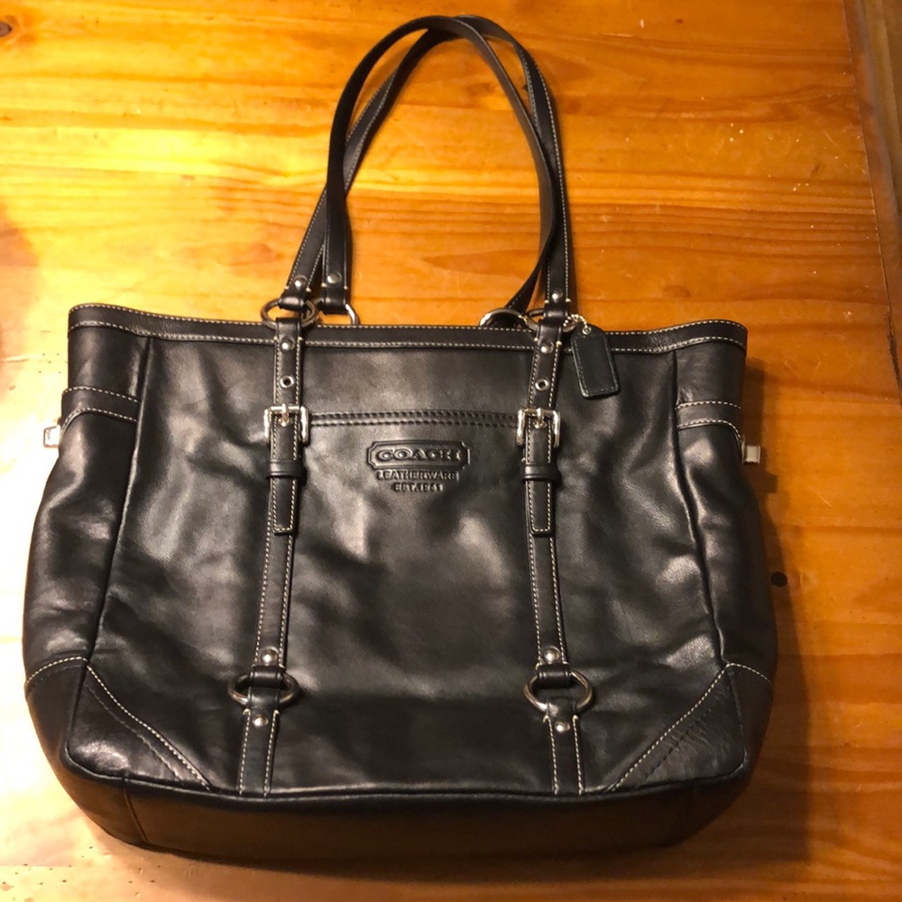 Coach Black Leather Tote